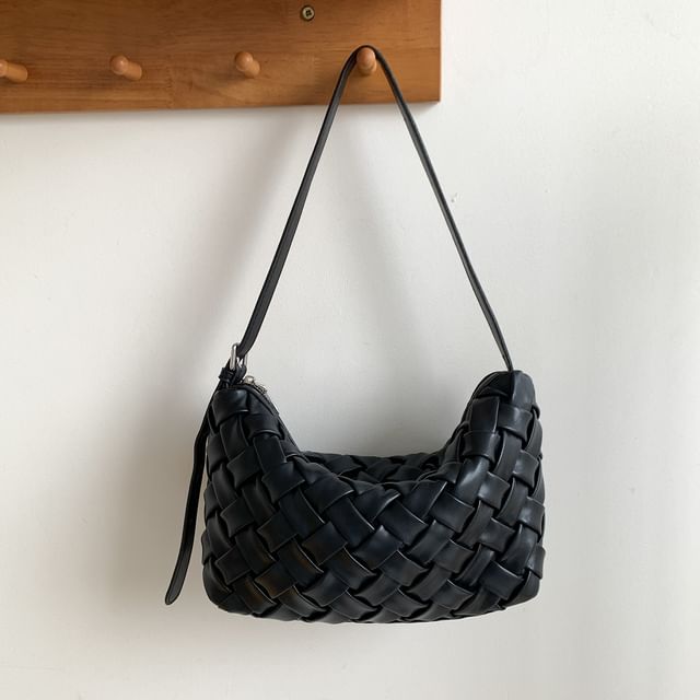 Woven Plain Shoulder Bag