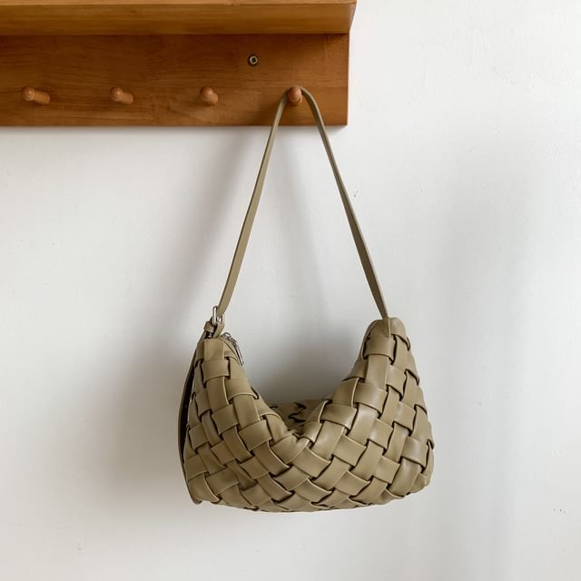 Woven Plain Shoulder Bag