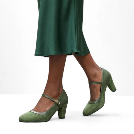 Almond Toe Chunky Heel Mary Jane Pumps