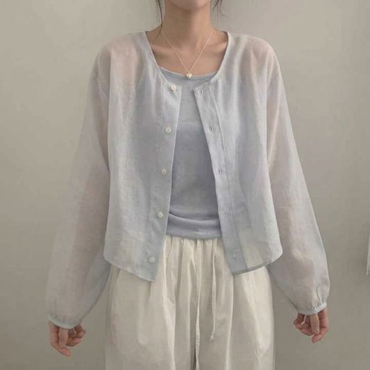 Classic Button-Front Jacket with Camisole Set