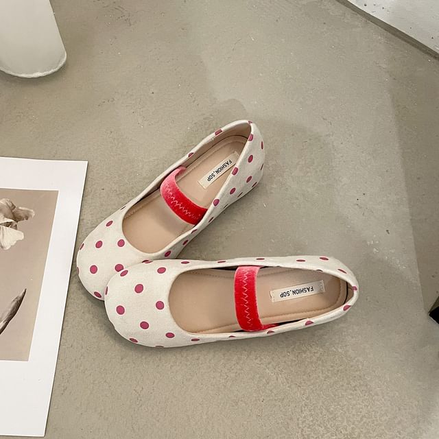 Polka Dot Faux Leather Mary Jane Hidden Wedge Pumps