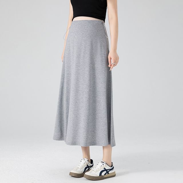 Maternity High Waist Plain Midi A-Line Skirt