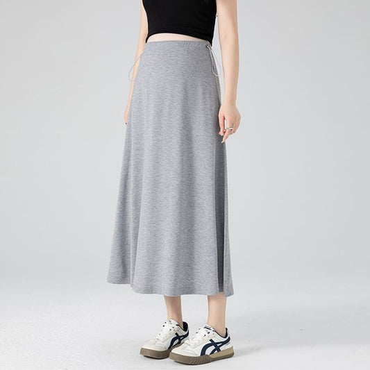 Maternity High Waist Plain Midi A-Line Skirt