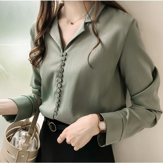 Plain Collared Long-Sleeve Shirt
