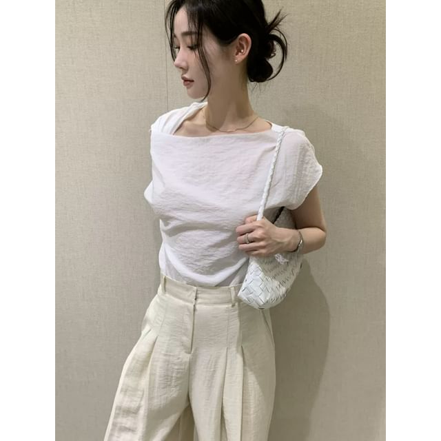 Twisted V-Neck Cap-Sleeve Tee