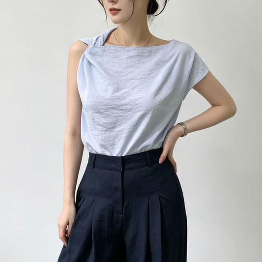 Twisted V-Neck Cap-Sleeve Tee