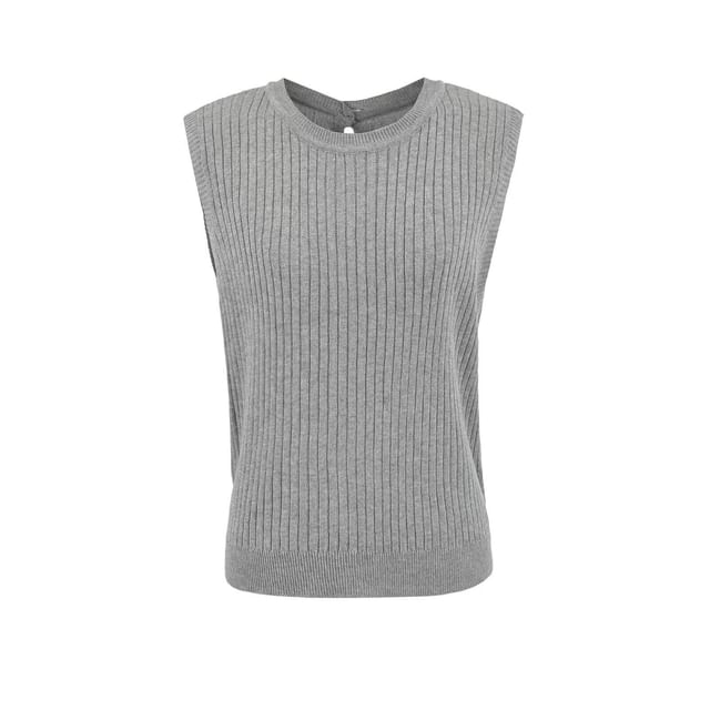 Round Neck Ribbed Knit Sleeveless Top
