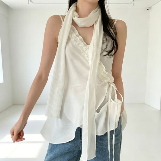 Asymmetrical Wrap Camisole Top with Sash Set