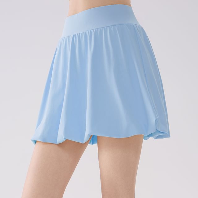 Mock Two-Piece Plain Sweat Skirt