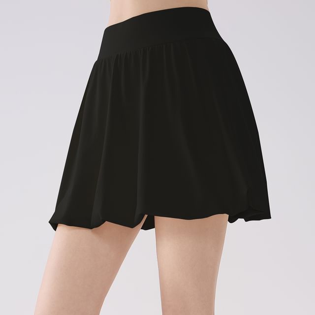 Mock Two-Piece Plain Sweat Skirt