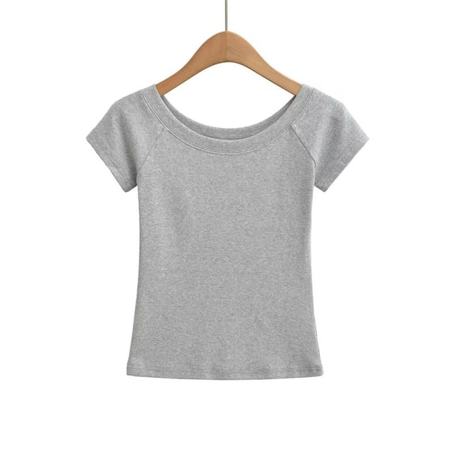 Off-Shoulder Slim Fit Crop T-Shirt