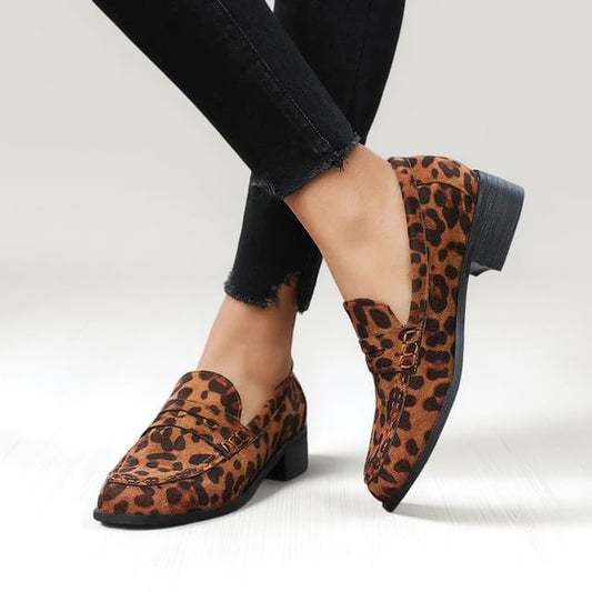 Chunky Heel Round Toe Penny Loafers