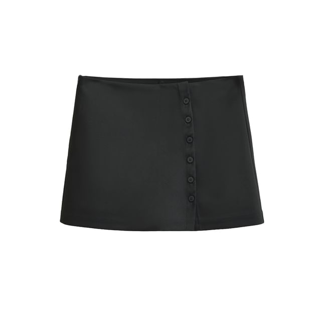 High Waist Button-Up Mini Pencil Skirt