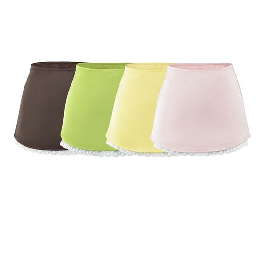 High Waist Lace Trim Satin Mini A-Line Skirt