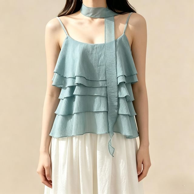 Scoop Neck Ruffled Camisole Top