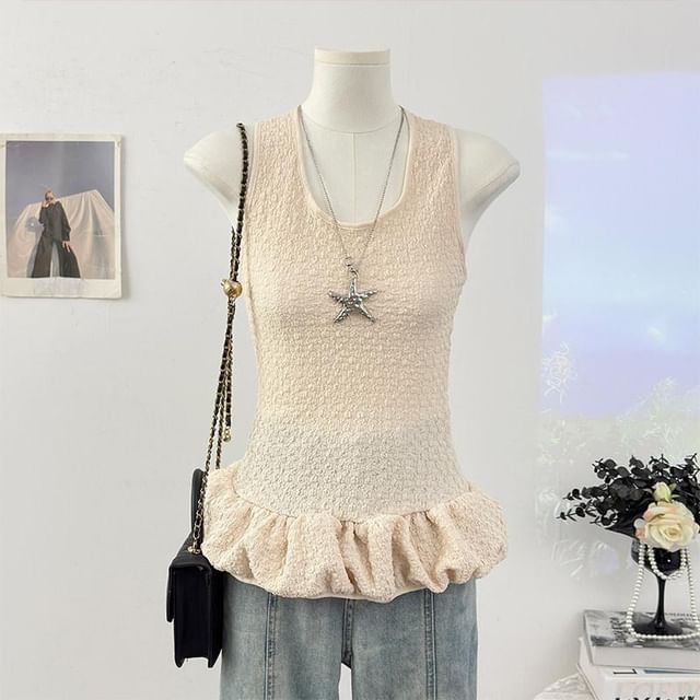 U-Neck Ruffled Tank Top