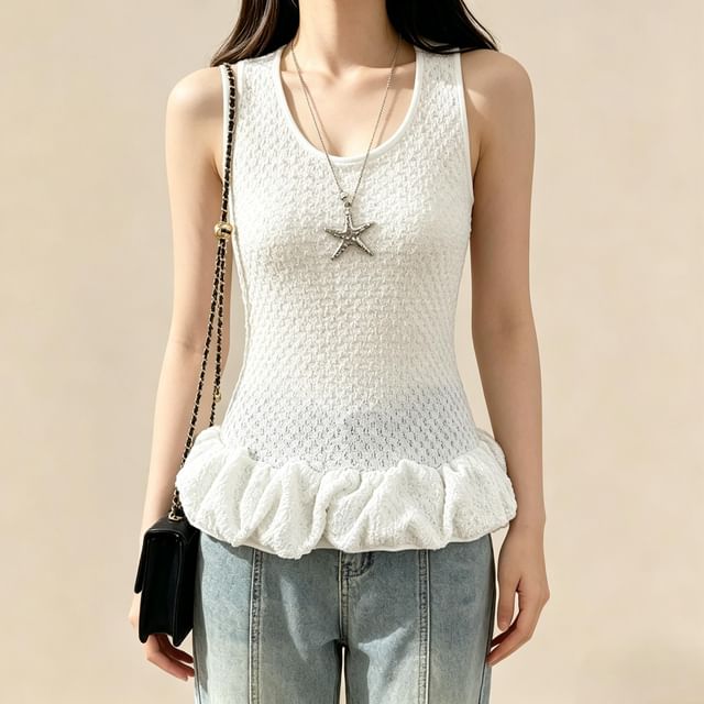 U-Neck Ruffled Tank Top