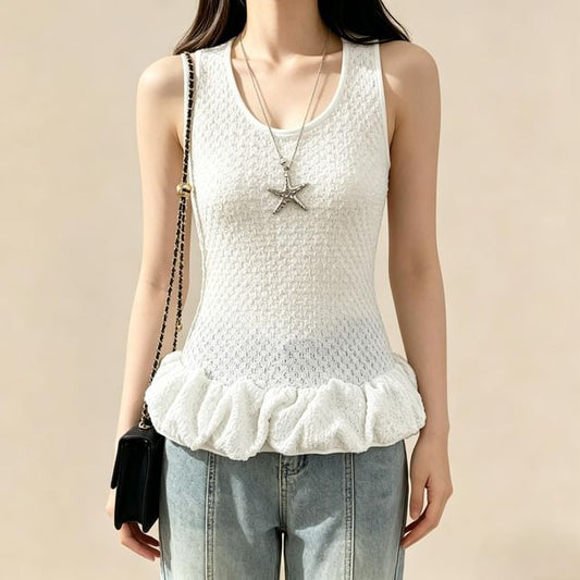 U-Neck Ruffled Tank Top