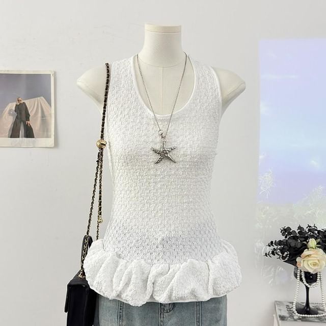 U-Neck Ruffled Tank Top