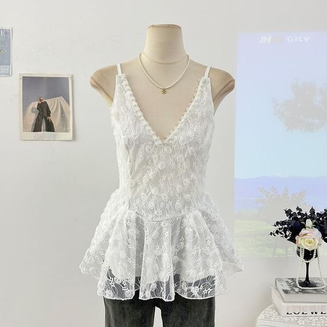 V-Neck Lace Flow Camisole Top