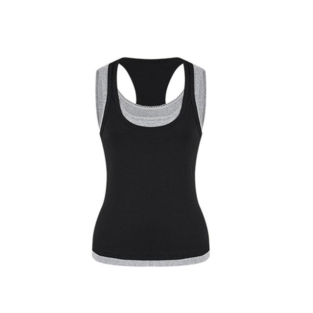 Scoop Neck Mock Two Piece Tank Top