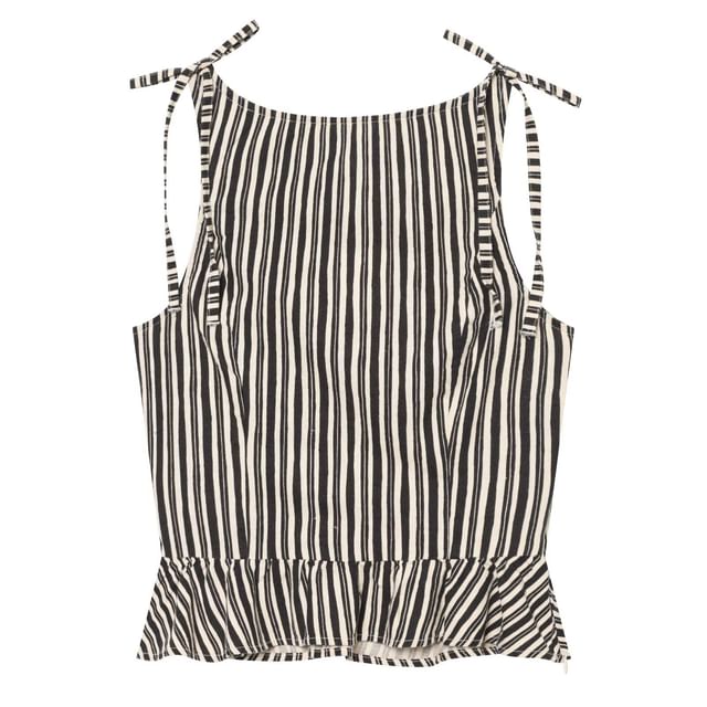 Sleeveless Striped Blouse Polka Dot Blouse Mid Rise Shorts