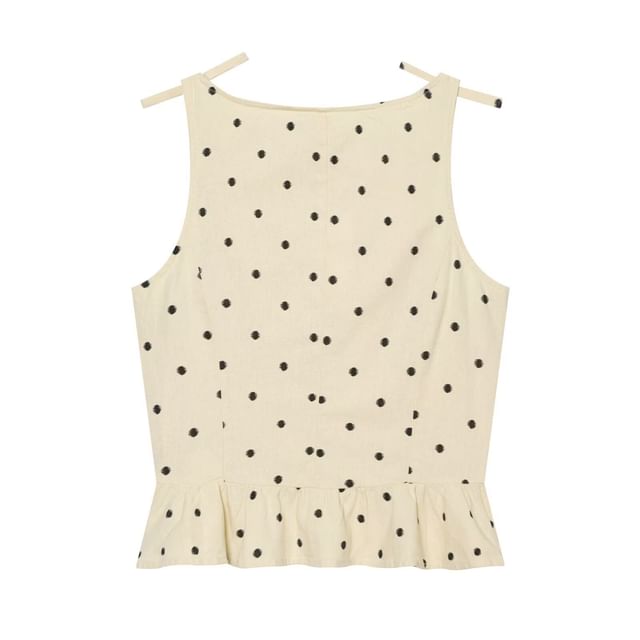Sleeveless Striped Blouse Polka Dot Blouse Mid Rise Shorts
