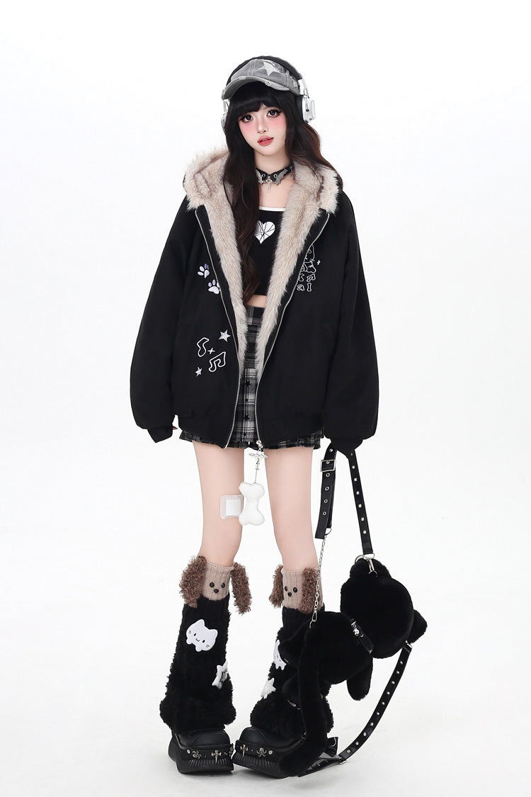 First Generation Cute Printed Cat-Ear Hooded Zip-Up Sweet Lolita Jacket in Two Colors