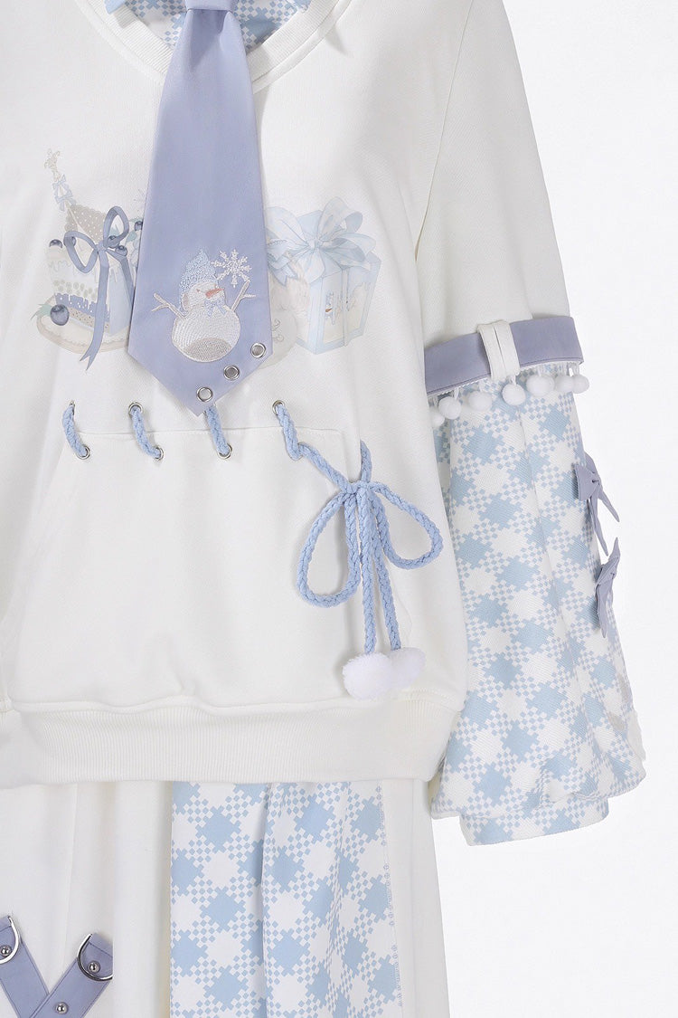Ivory Prince Ouji Lolita Set with Asymmetric Print and Long Sleeves