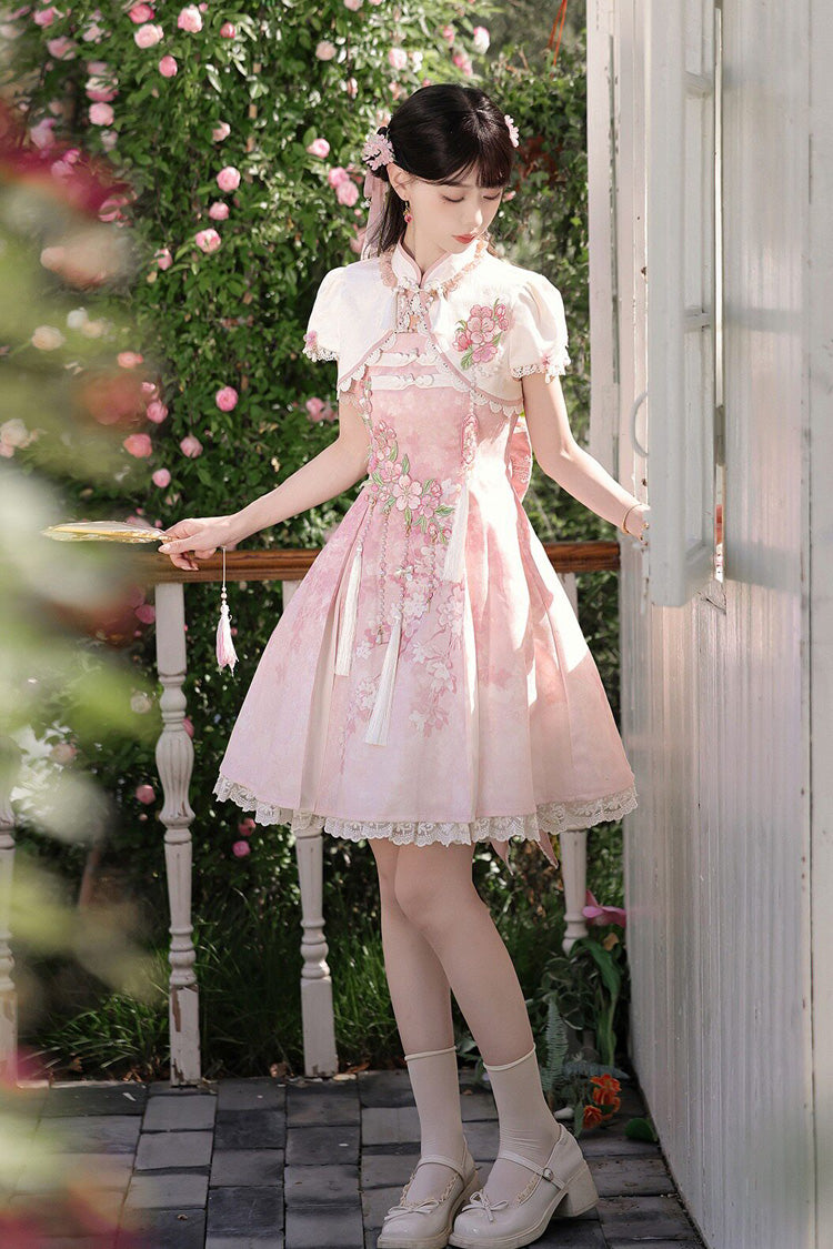Cherry Blossom Whispers JSK Set with Tassel & Chinese Style