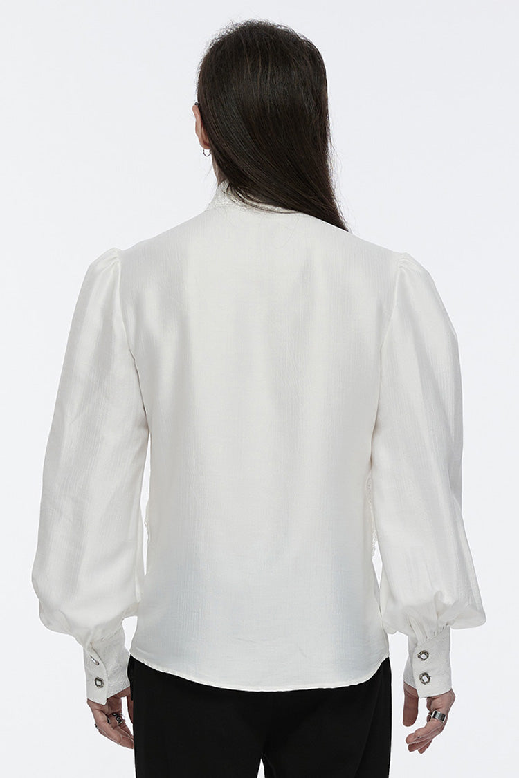 Ivory Gothic Lace Puff Sleeve Long Blouse for Men