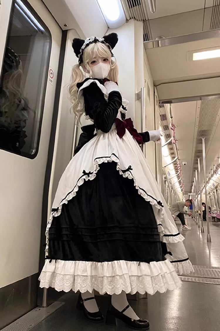 Gothic Princess Apron Dress with Ruffled JSK Set