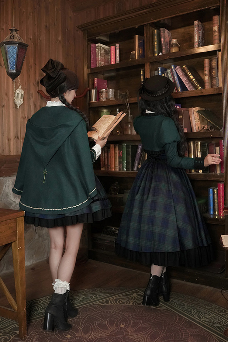 Berlin's Letter Double-Layered Plaid Ruffle Bowknot College Strap Dress