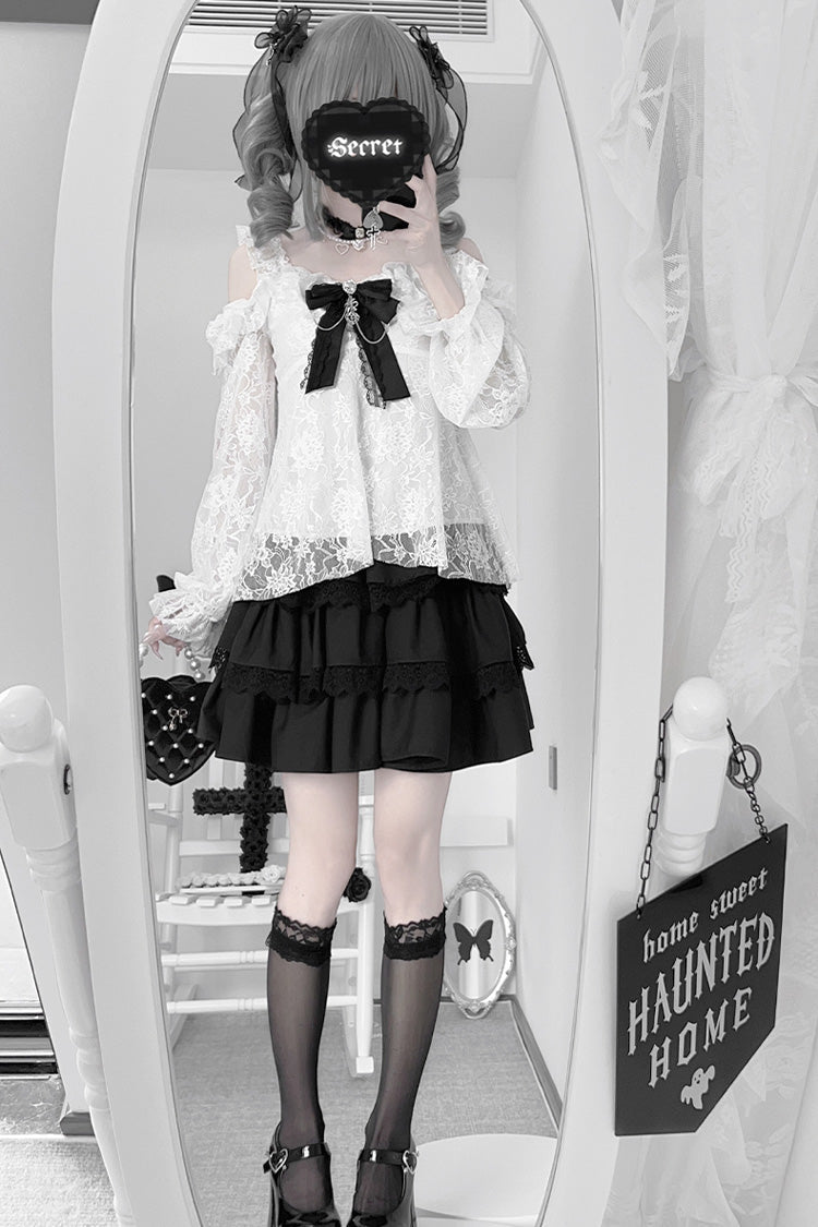 Jirai Kei Skirt with Triple Ruffle Lace