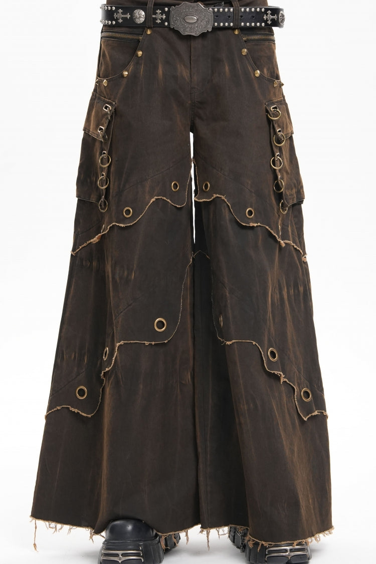 Men's Gothic Trousers with Eyelet Details and Pockets