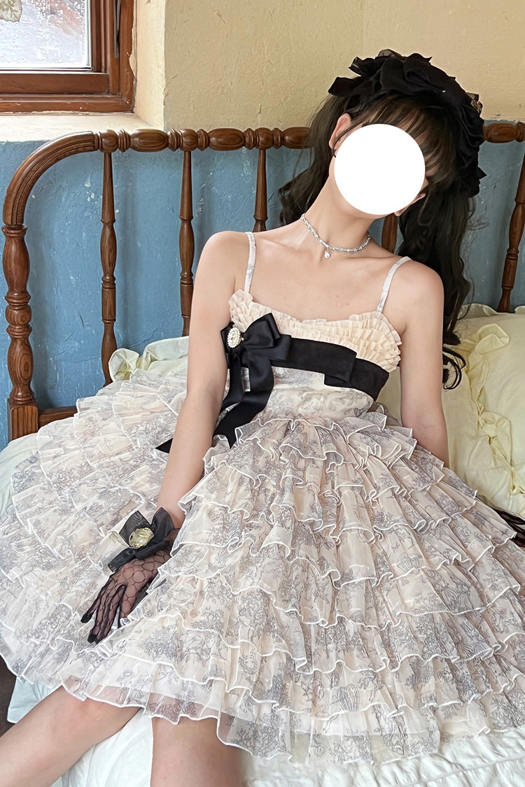 Wonderland Travels Multi-Layered Ruffled Bow Sweet Tiered Dress