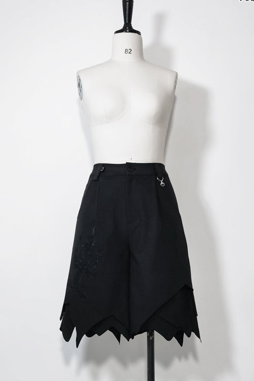 Noir High-Waisted Ouji Lolita Shorts with Shadow Print