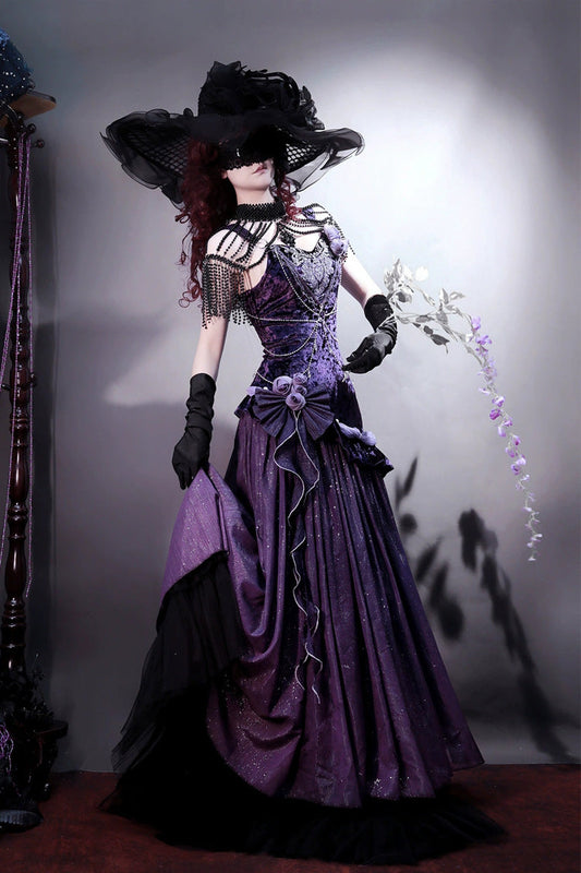Purple Embroidery Lace Vintage Elegant Lolita JSK Dress