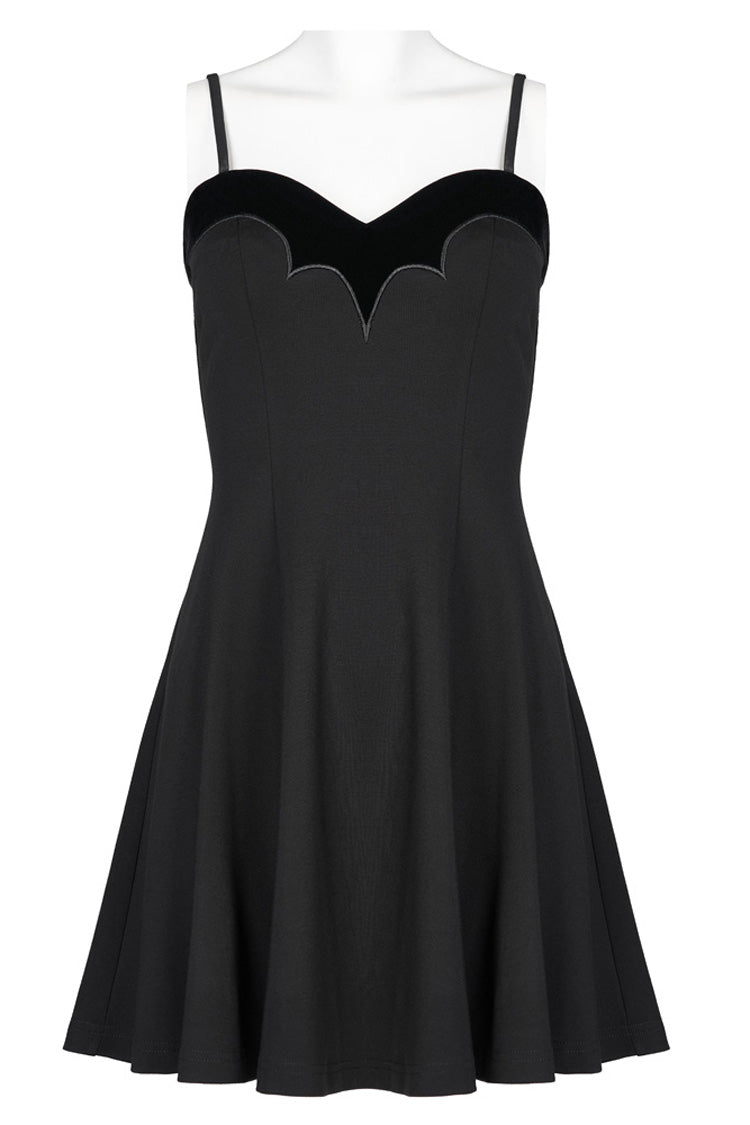 Gothic Suspender Dress with Fleece, Bat Embroidery and Sun Motif