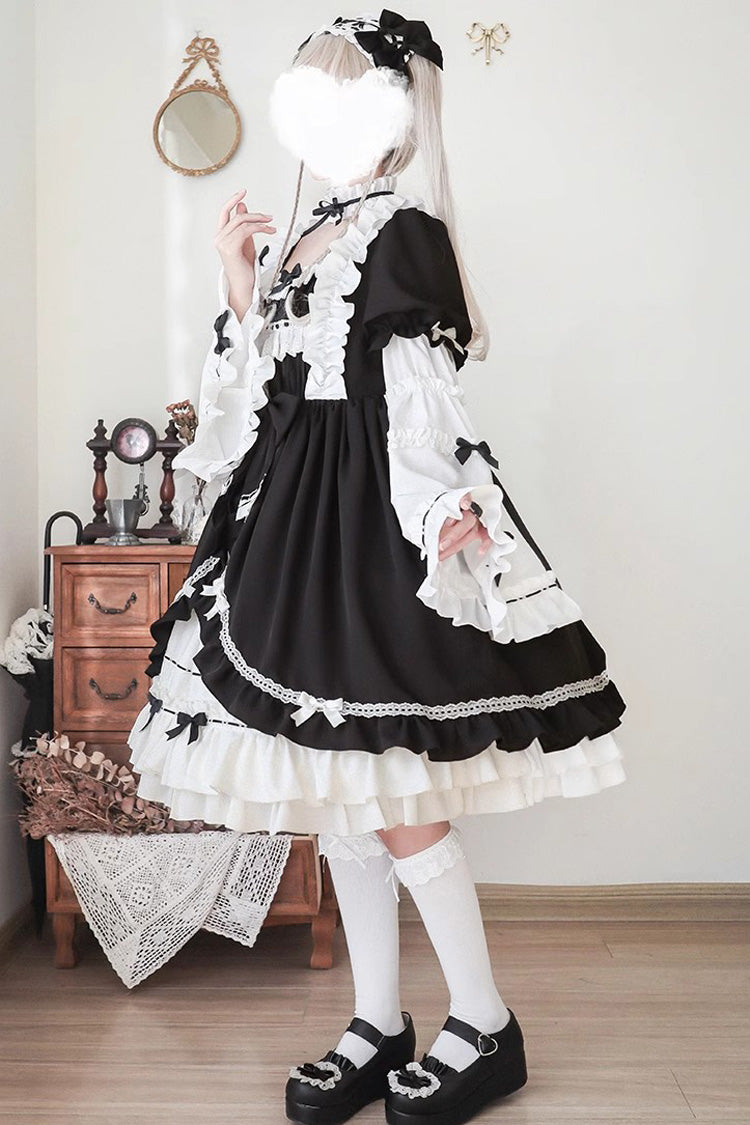 Long Sleeves Cardigan Bowknot Maid Gothic Lolita Dress