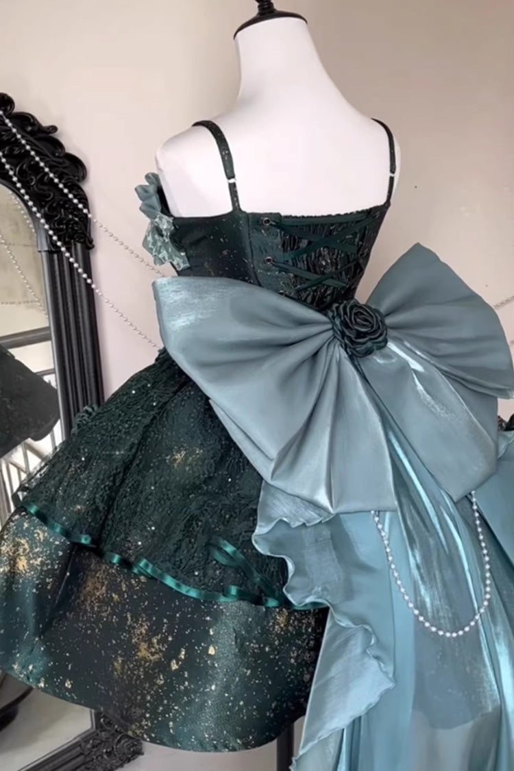 Halterneck Pearl-Adorned Ruffled Princess JSK Dress in 2 Colors - Cosmic Shimmer