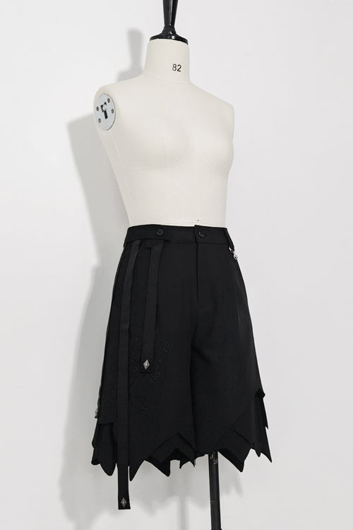 Noir High-Waisted Ouji Lolita Shorts with Shadow Print