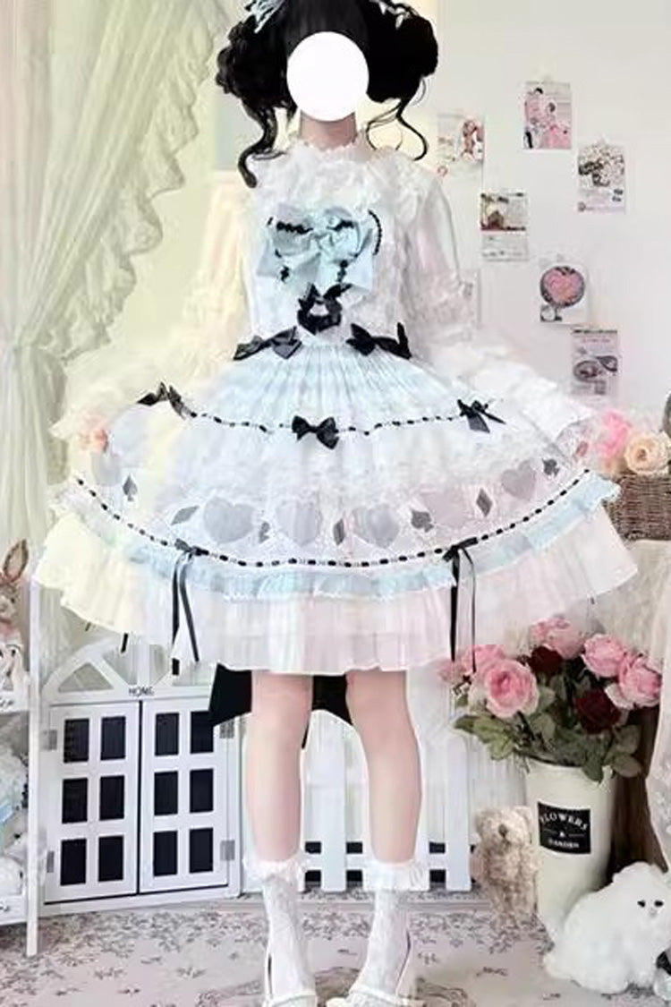 Mint Floral Sleeveless Ruffle Bow Lace Sweet Dress
