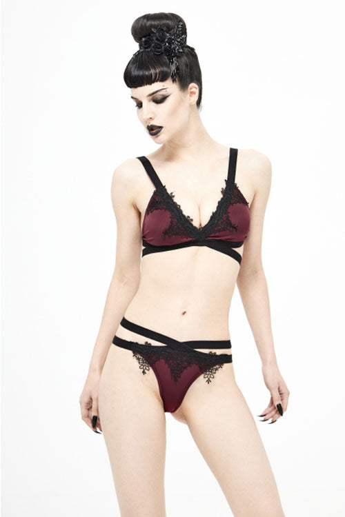Red Lace Gothic Swimsuit Set