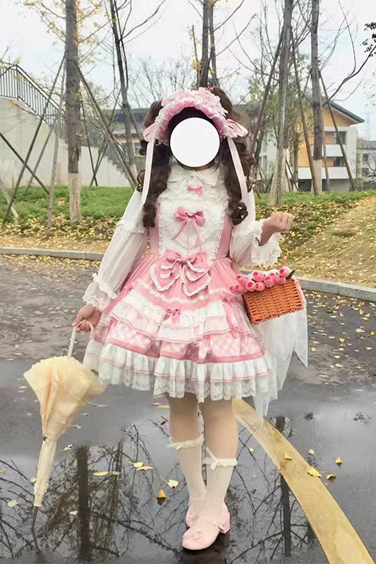 Heartbeat Floral Sleeveless Bow Lace Sweet Lolita Dress