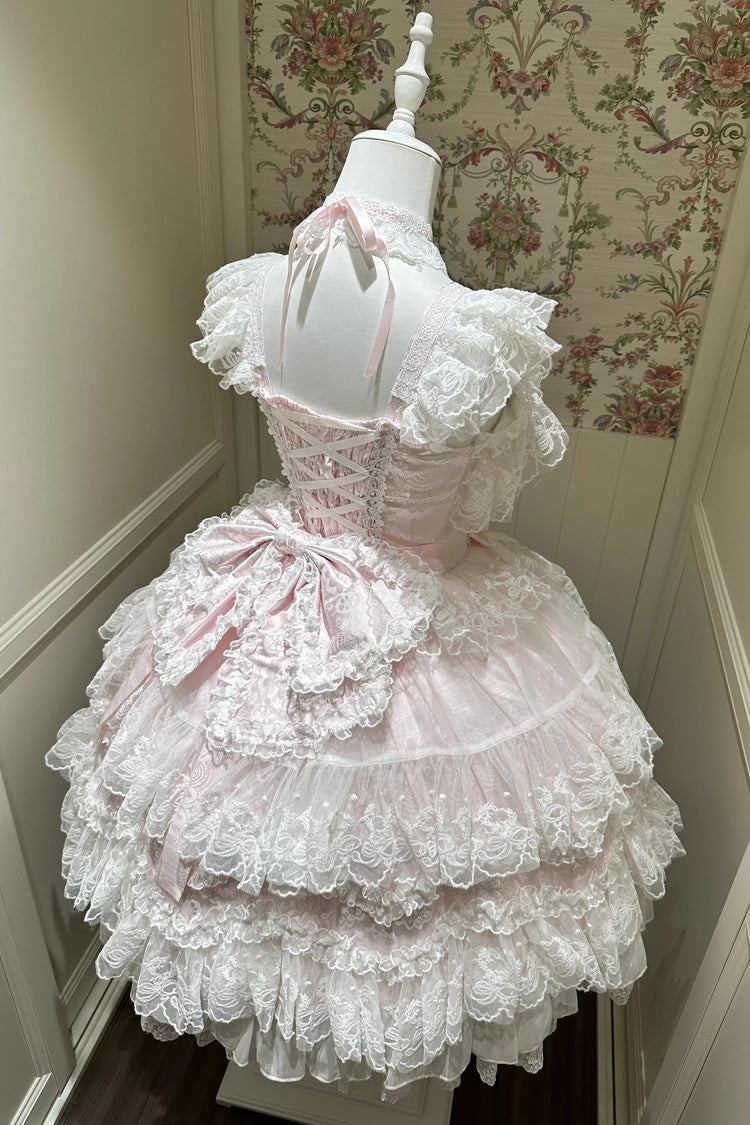 Ruffled Hanayome Bow Lace Sweet Princess Lolita Jsk Dress - Sakura Dream Romance