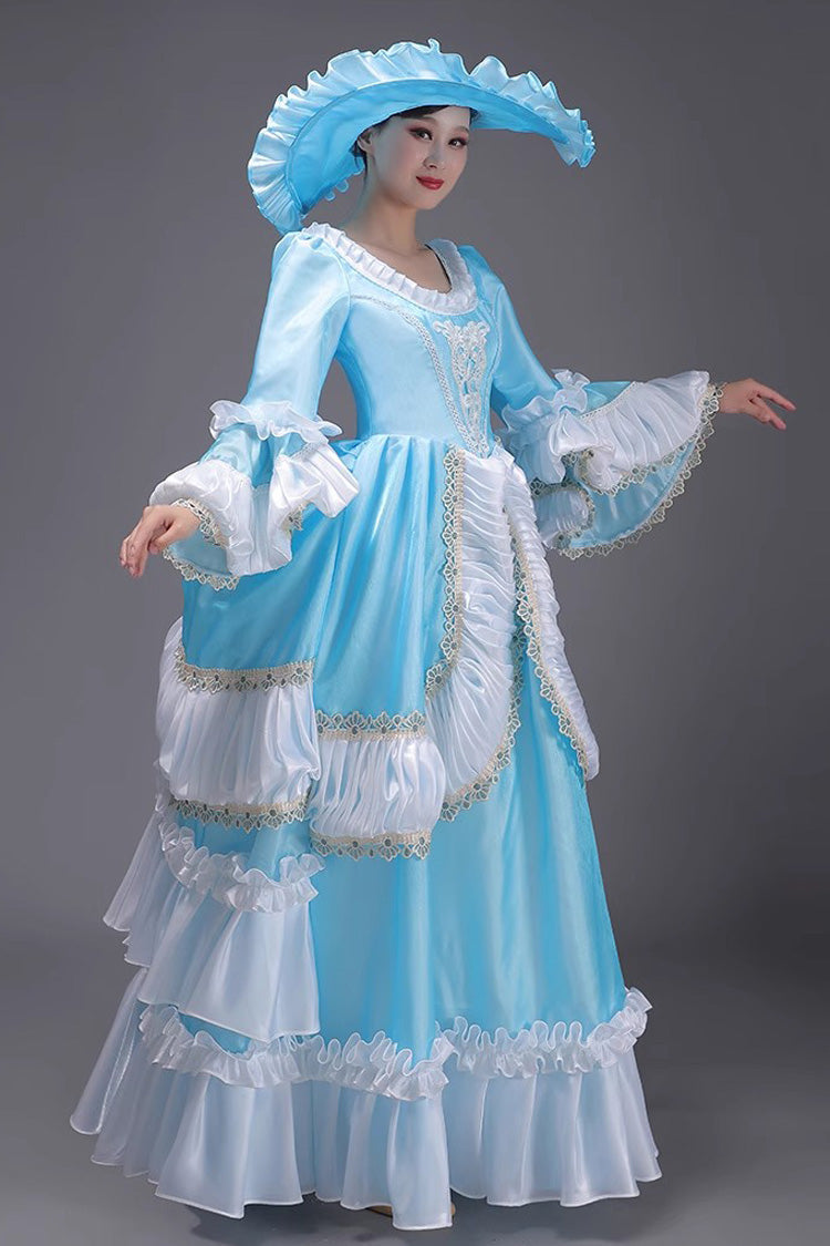 Multi-Layer Victorian Gown with Ruffled Sleeves - Classic