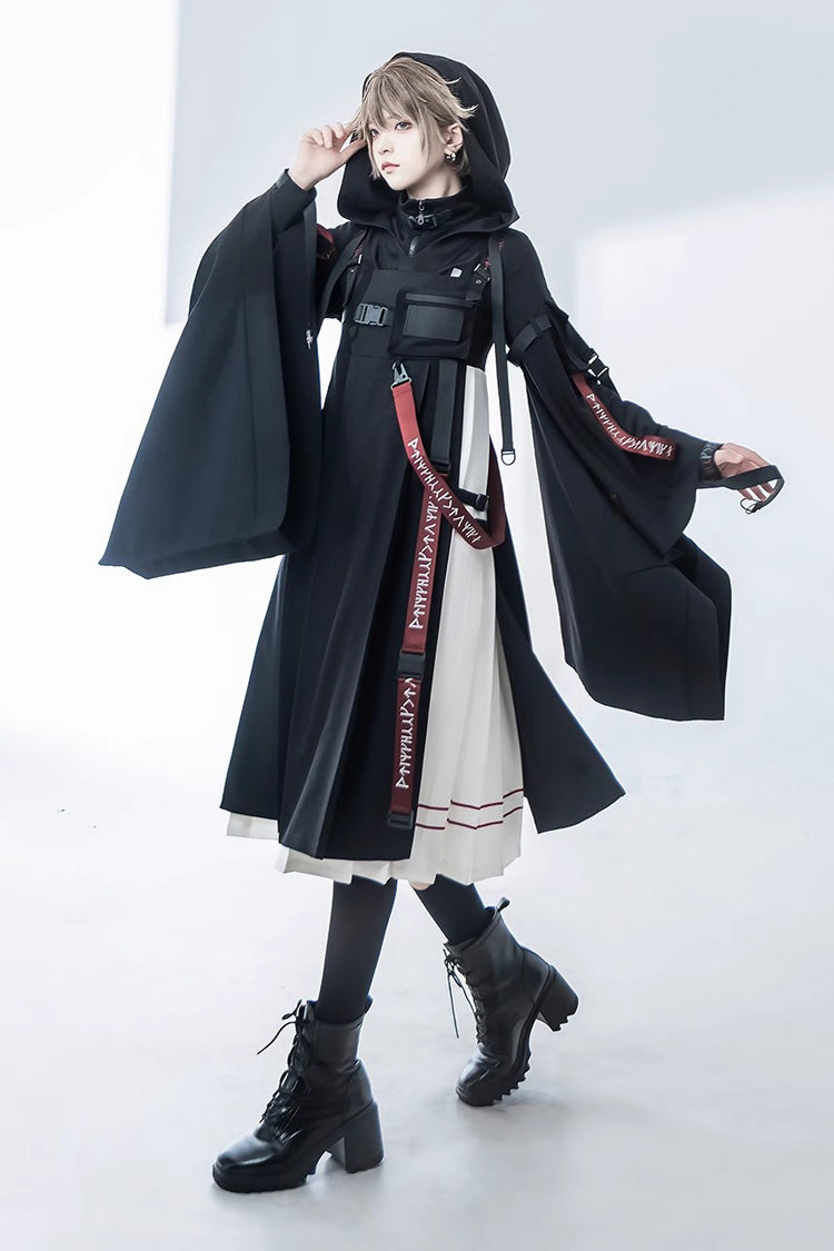 Gothic Hooded Cardigan with Blade Accents