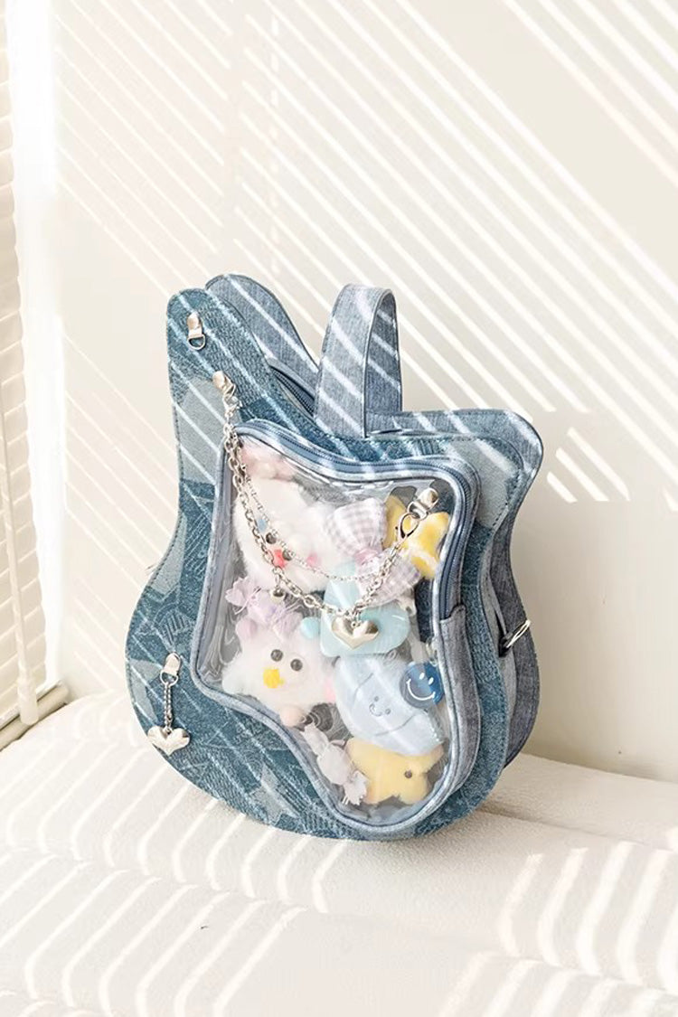 Itabag with Guitar Heart Print and Chain Decor, Sweet Lolita Style