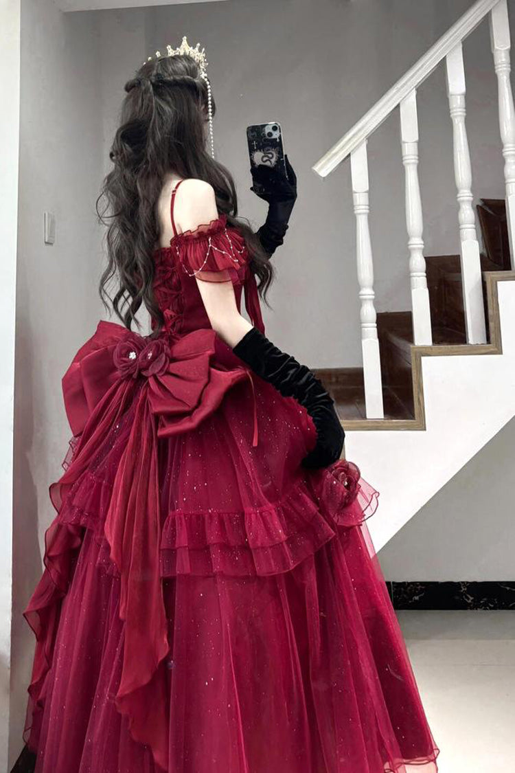 Red Off-Shoulder Sweet Elegant Princess Lolita Dress with Bow